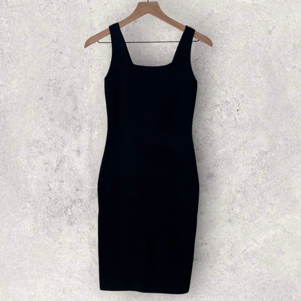 House of Harlow 1960 Black Bodycon Scoop Neck Midi Dress Size XS